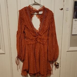 Rust Orange Long Sleeve Dress